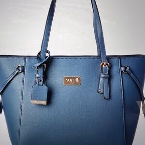 Surell Blue Tote with Gold Accents